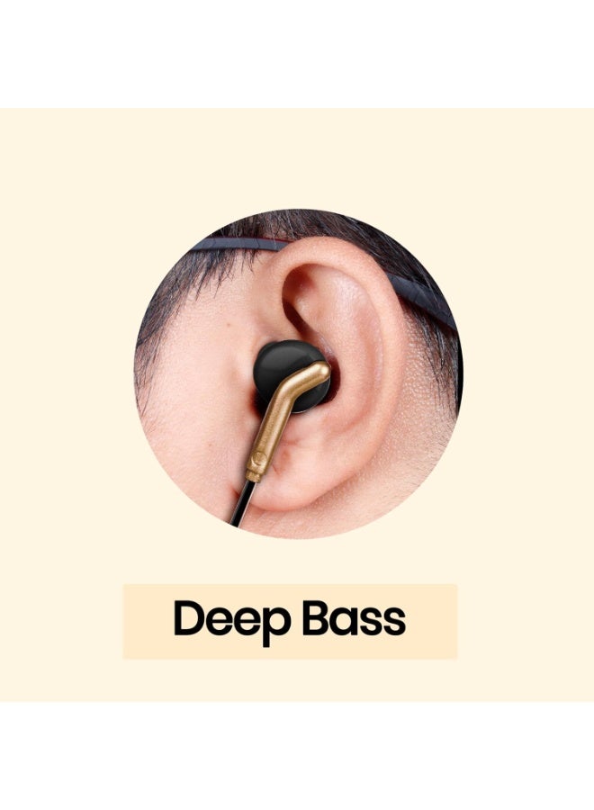 زيبونيكس ZEBRONICS Bro 3.5Mm Wired in Ear Earphones, in-Line Mic, Deep Bass, 1.2M Strong and Long Lasting Cable, Light Weight, Compatible with Mobile | Tablet | Laptop (Black + Gold) - Image 4